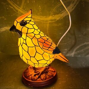 Yellow Stained plastic Bird Lamp